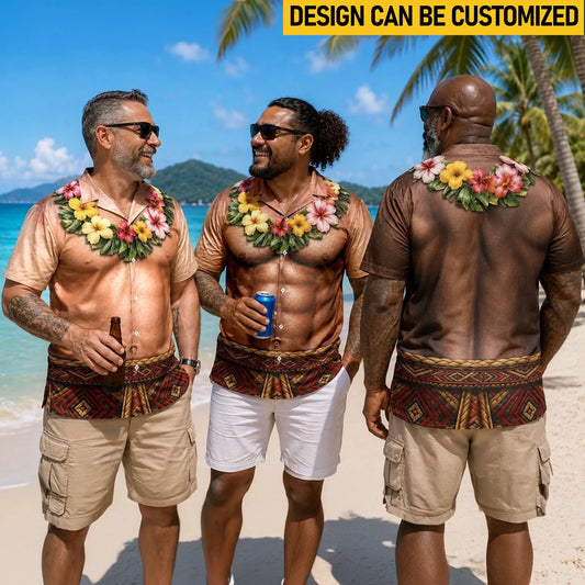 Custom Funny Unisex Tropical Hawaiian Aloha Shirt - Personalized Summer Vacation And Travel Gifts For Men - Abs On Demand