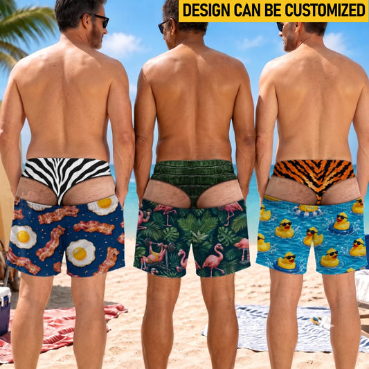 Custom Funny Men Swim Trunks - Personalized Birthday Gifts For Husband, Son, Grandson, Brother, Grandpa, Dad, Yourself - Suns Out Legs Out