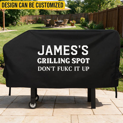 Custom Griddle Cover - Personalized Grilling Spot Funny Name BBQ Outdoor Griddle Grill Cover - For Dad & Grill Master Gifts