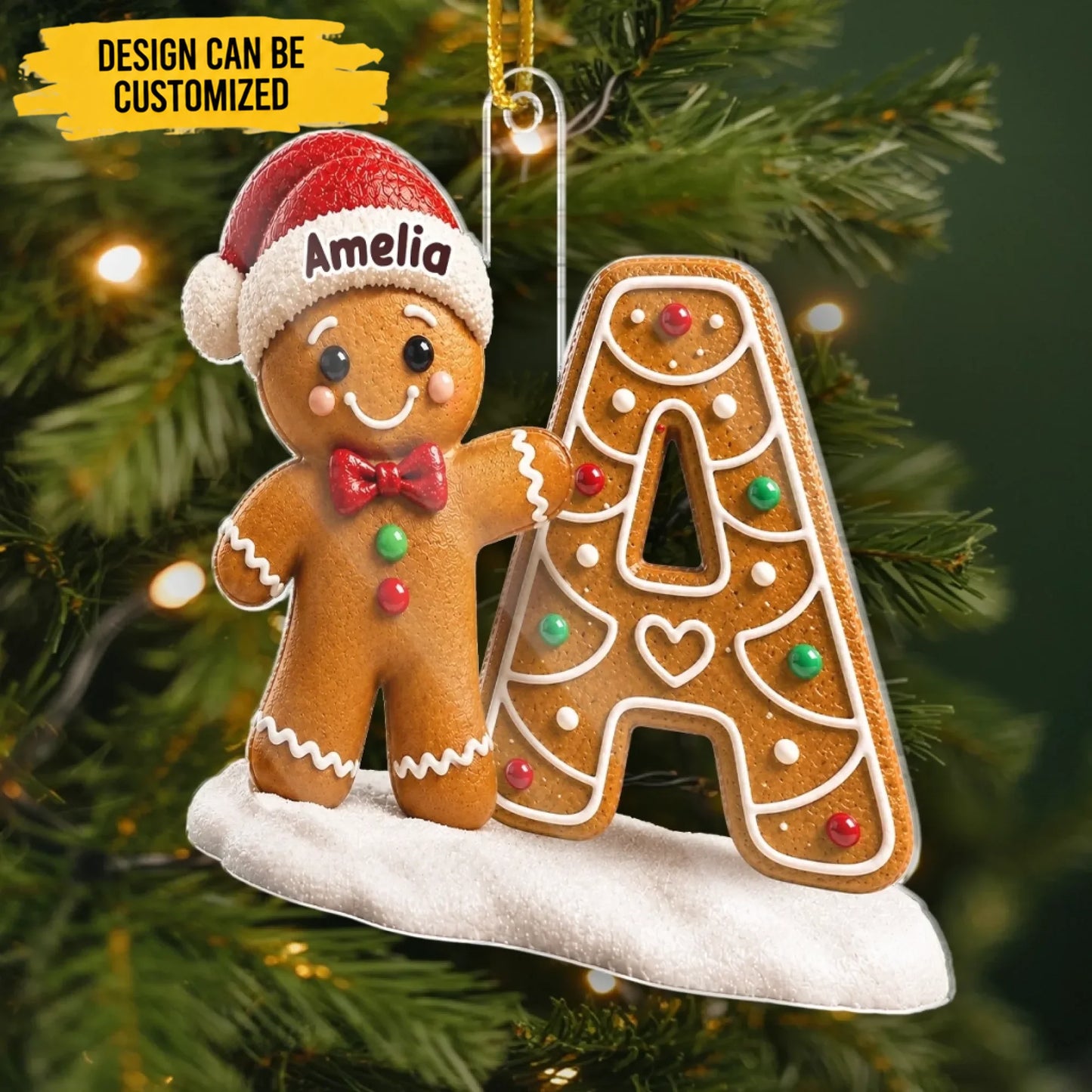 Custom Gingerbread Acrylic Ornament - Personalized Christmas Birthday Gifts For Mom, Dad, Brother, Sister - Making Spirits Bright Together