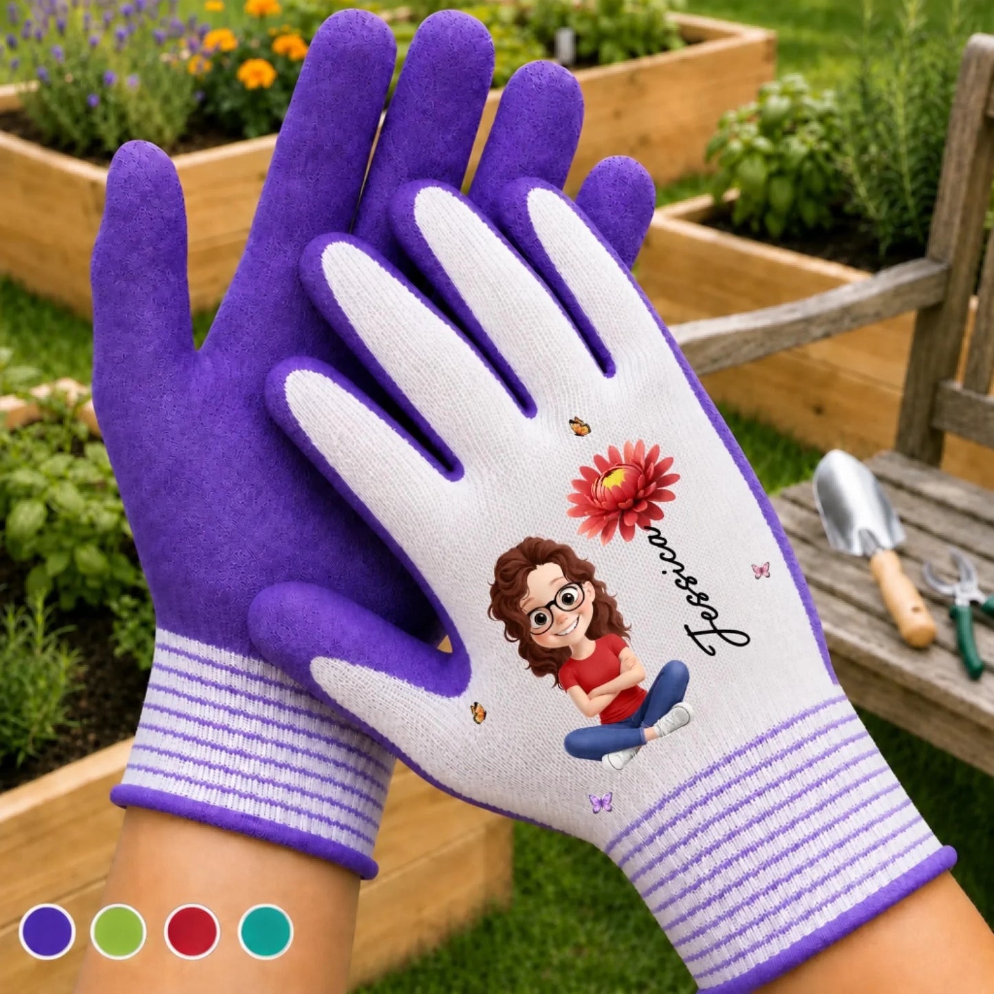 Custom Coated Grip Gardening Gloves - Personalized Birthday Garden Gifts For Gardeners - My Daily Blooming Garden