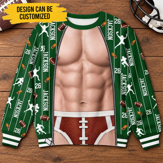 Custom American Football Player Gifts - Personalized Ugly Sweatshirt