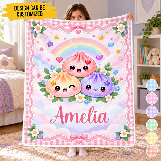 Custom Name Cute Dumpling Squishy Gifts For Kids - Personalized Blanket