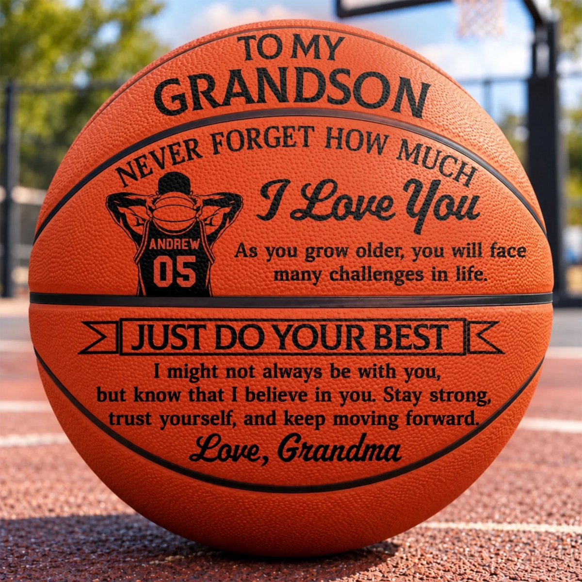 Custom Never Forget How Much I Love You Grandson Gifts - Personalized Basketball