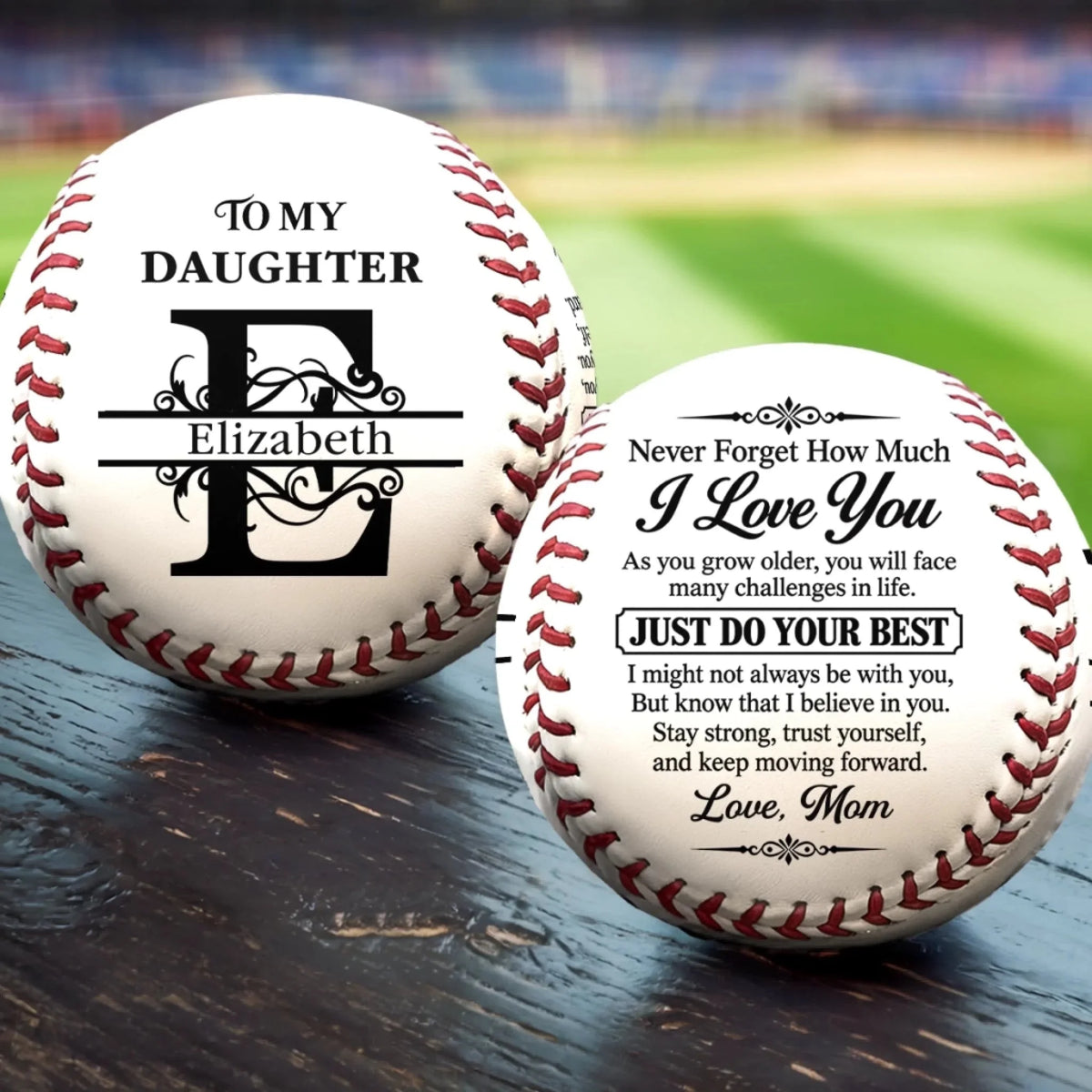 Custom Name Daughter Gifts from Mom - Personalized Leather Baseball