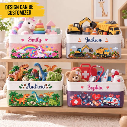 Custom Name Kids Toy Organizer Gifts - Personalized Storage Basket