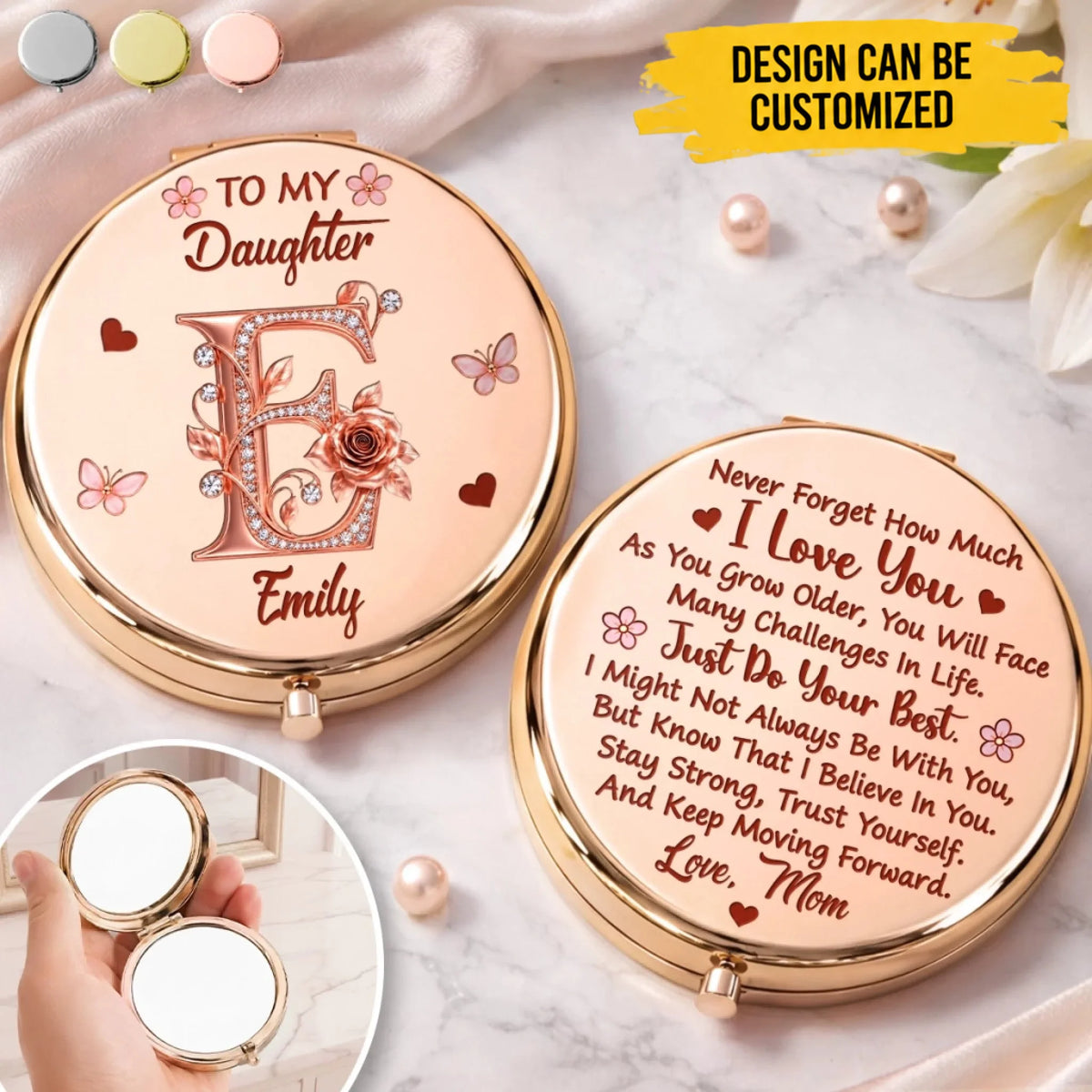 Custom Name Daughter Gifts - Personalized Compact Mirror