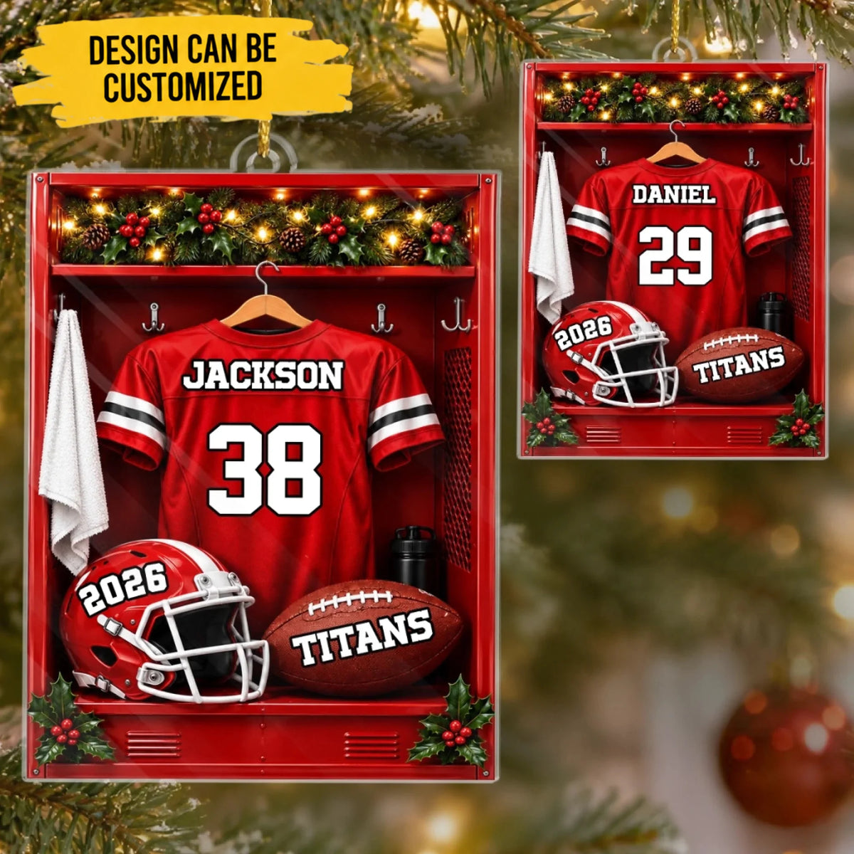 Custom America Football Acrylic Ornament - Personalized Christmas Birthday Gifts For America Football Lovers, Sports Fans, Sports Lovers - Game Day Spirit Lives Here