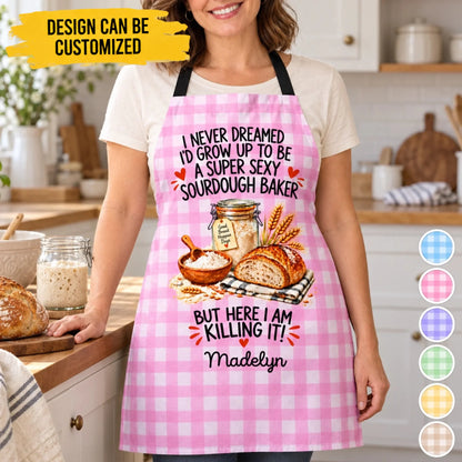 Custom Name Funny Sourdough Baker Gifts for Women - Personalized Apron