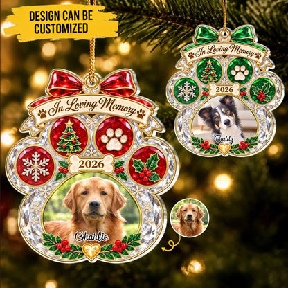 Custom Photo Pet Christmas Memorial Gifts for Dog and Cat Lovers - Personalized Acrylic Ornament