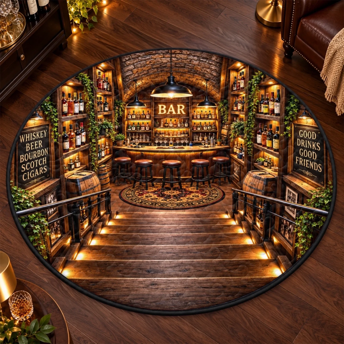Home Bar Lounge Decor - Quilted Round Mat