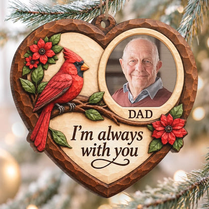 Custom Photo Cardinal Dad Christmas Gifts - Personalized Wooden Ornament