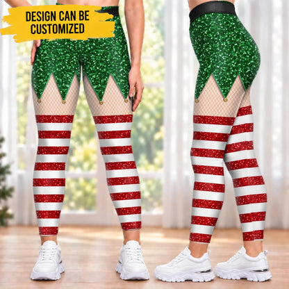Custom Funny Christmas Elf Costume Gifts - Personalized Leggings