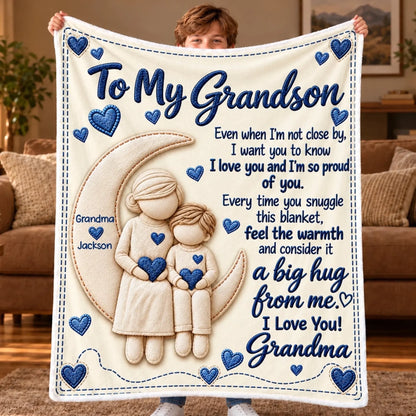 Custom Name Grandma Love Gifts for Grandson or Granddaughter - Personalized Blanket