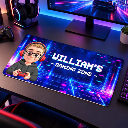 Custom Name Gamer Character Gifts for Kids - Personalized Desk Mat