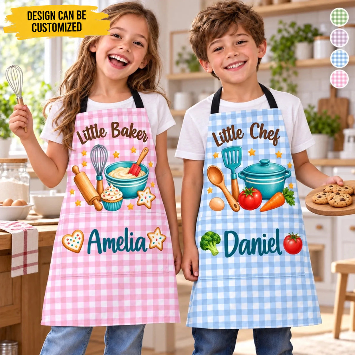 Custom Name Baking Gifts for Kids - Personalized Apron With Pocket