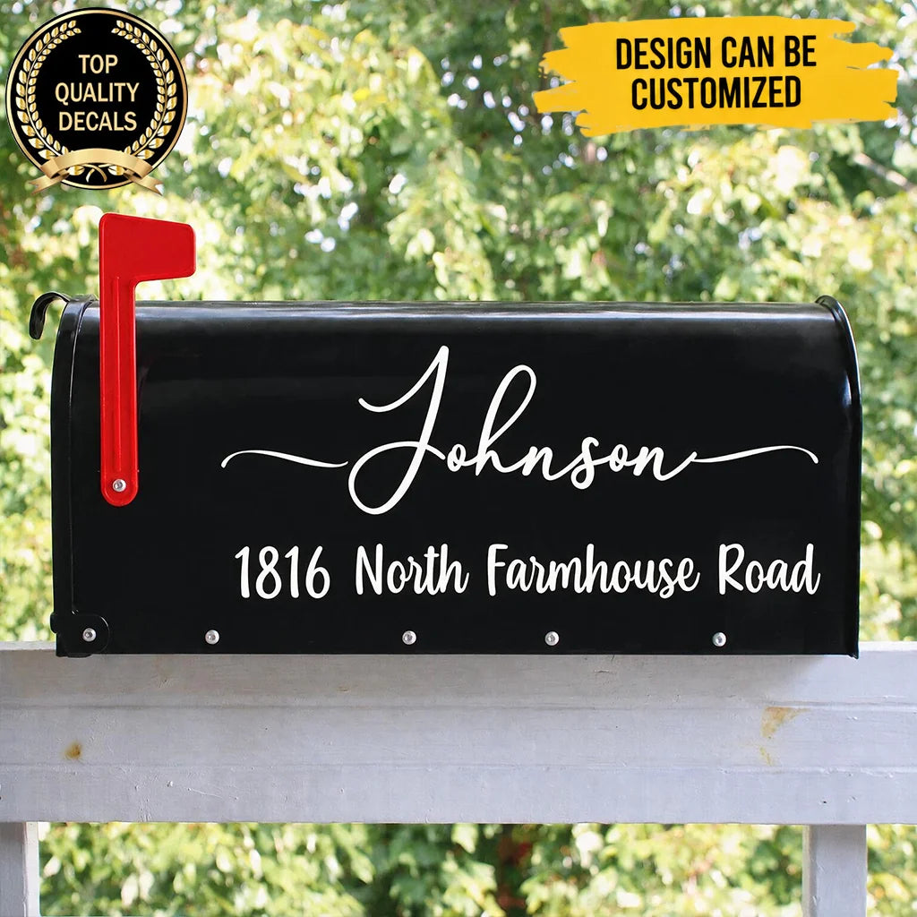 Custom Family Name Housewarming Gifts - Personalized Rustic Mailbox Decal