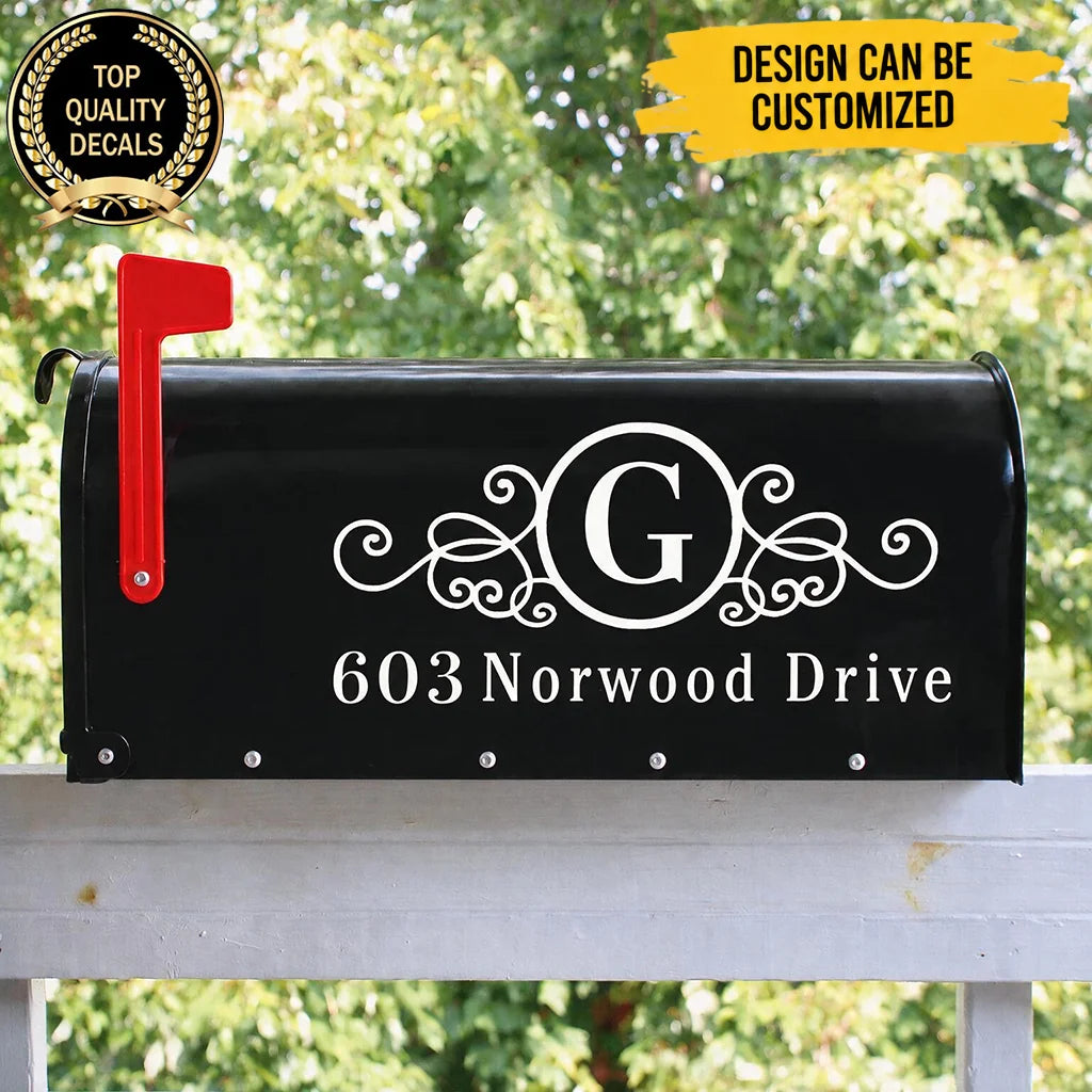 Custom Initial Housewarming Gifts - Personalized Monogram Mailbox Decal