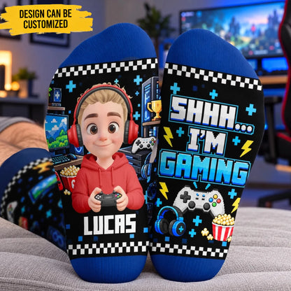 Custom Gamer Name Gifts for Kids - Personalized Crew Socks