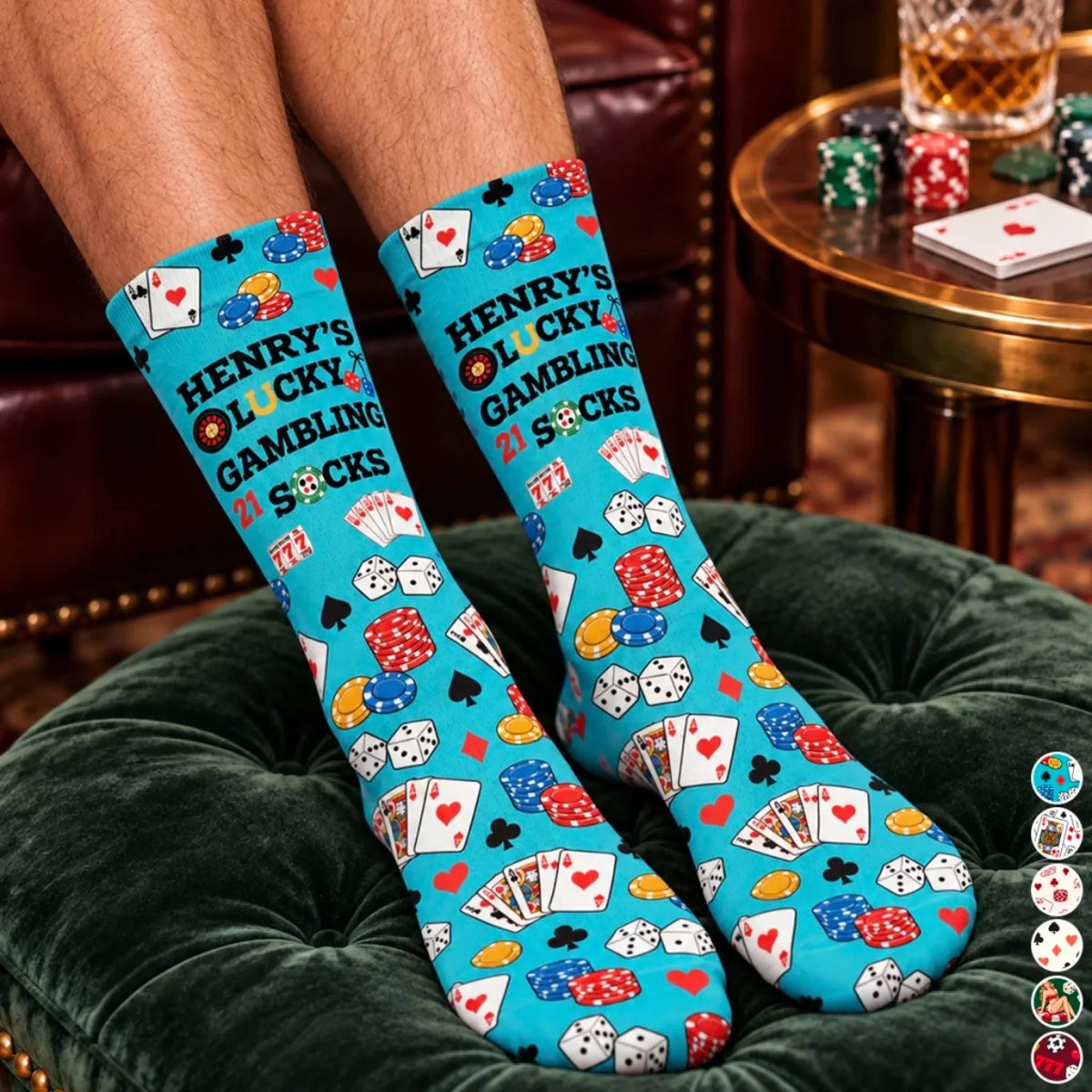 Custom Name Lucky Gambling Gifts for Card Players - Personalized Middle Tube Socks