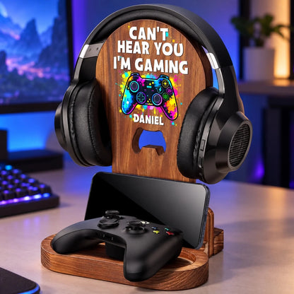 Custom Name Gaming Gifts for Gamers - Personalized Wooden Headset Stand