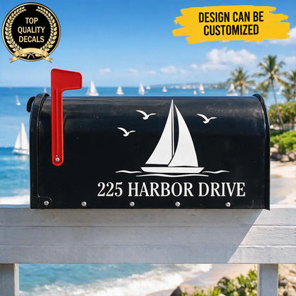 Custom Address Sailing Lover Gifts - Personalized Sailboat Mailbox Decal