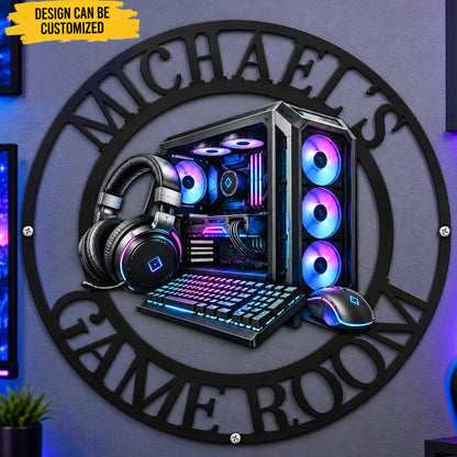 Custom Gamer Room Gifts for Gamers - Personalized Shaped Metal Sign
