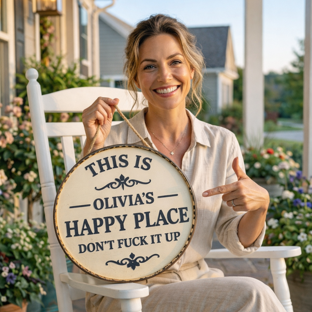 Personalized Funny Garden Metal Sign – “This Is My Happy Place Don’t F*ck It Up” Vintage Decor